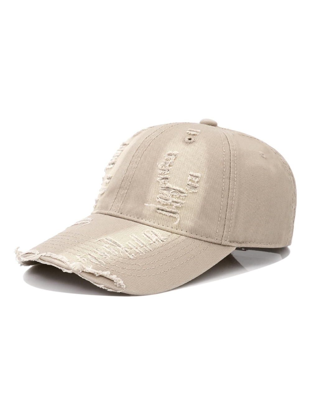 Vintage Distressed Baseball Cap for Women Men Ripped Washed | Beige | Size OS